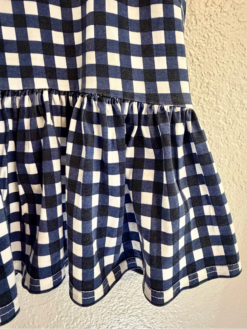 kate spade Navy and White Gingham Ruffle Sleeve Peplum Top